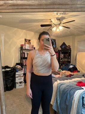 Neutral Beige Sports Crop Tank Top